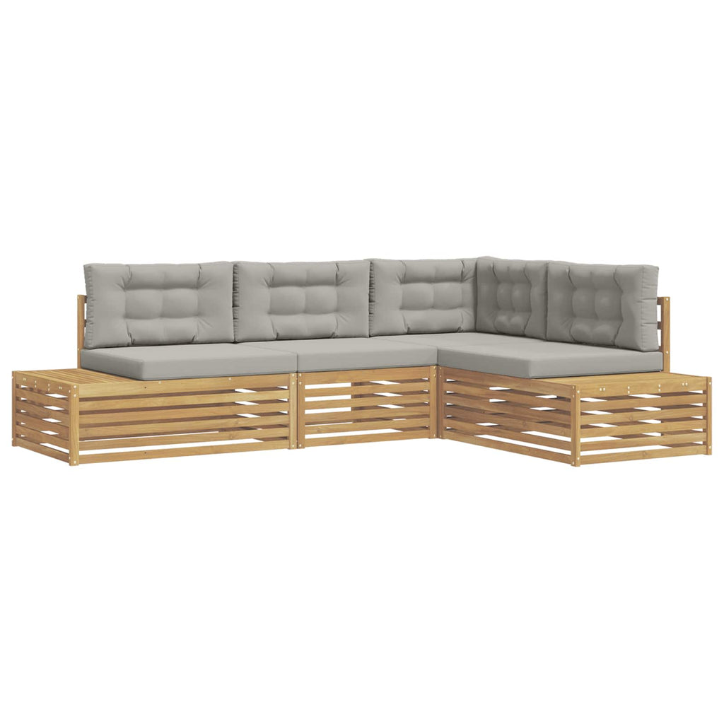 4 Pieza Conjunto de sofás de exterior Poliéster Blanco