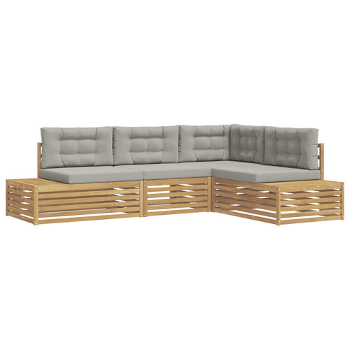 4 Pieza Conjunto de sofás de exterior Poliéster Blanco