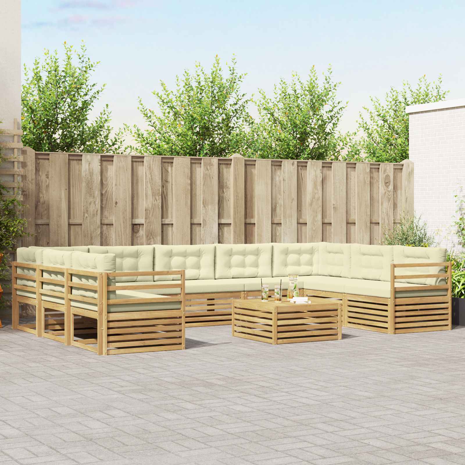 Conjunto de sofás de exterior 10 pcs Blanco y Antracita