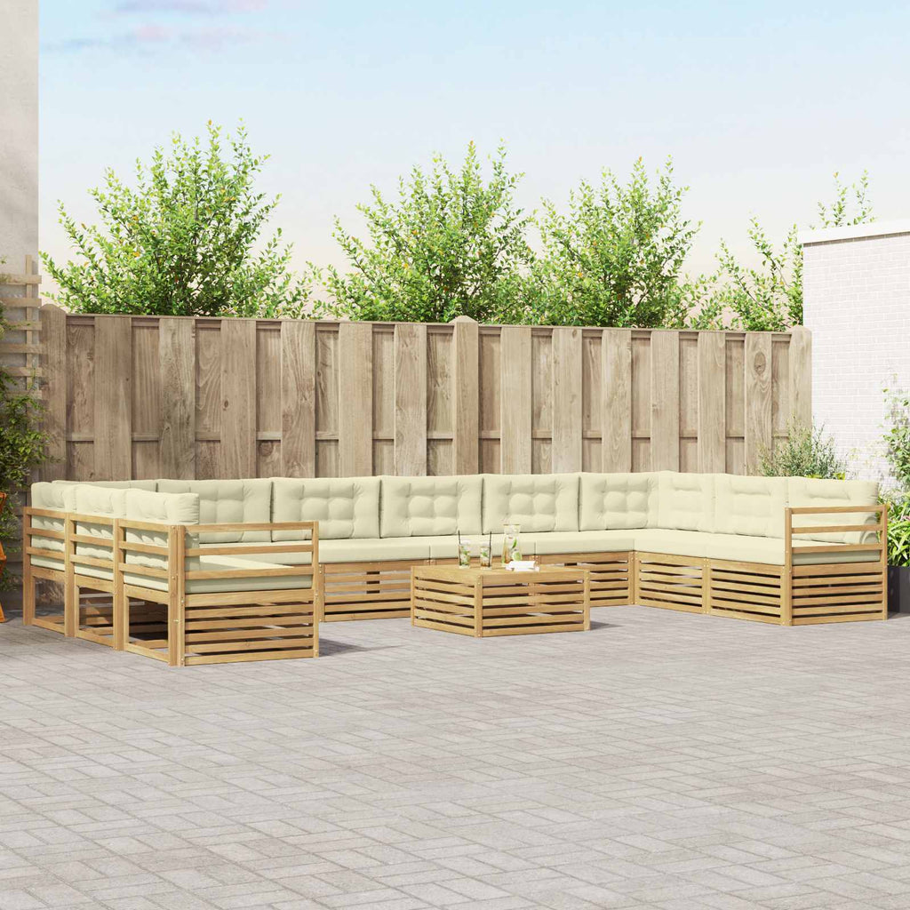 Juegos de sofás 8 pcs Natural y Beige Madera de Acacia Sólida