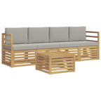 Conjunto de sofás de exterior 5 pcs Blanco y Gris Claro