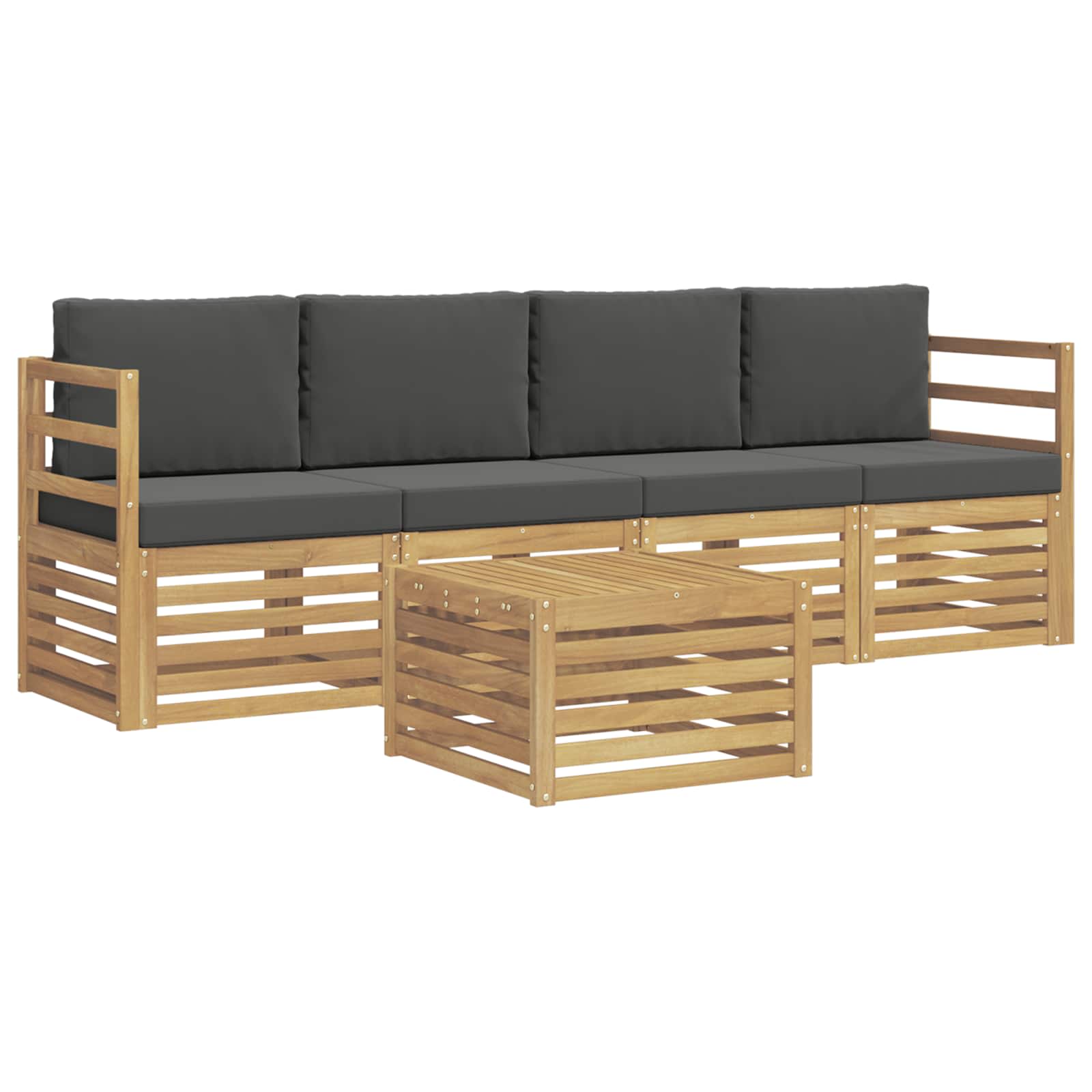 Conjunto de sofás de exterior 5 pcs Blanco y Antracita