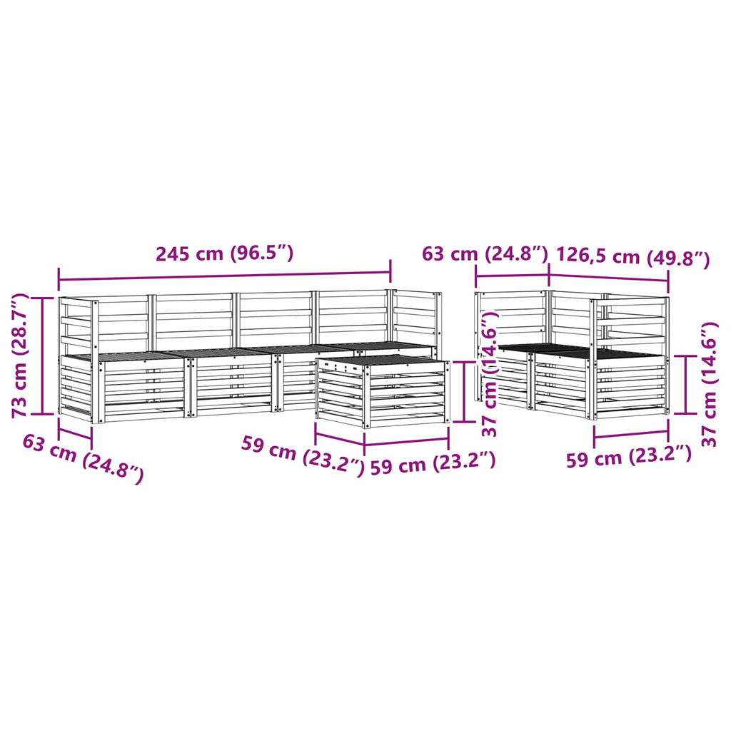Conjunto de sofás de exterior 7 pcs Blanco