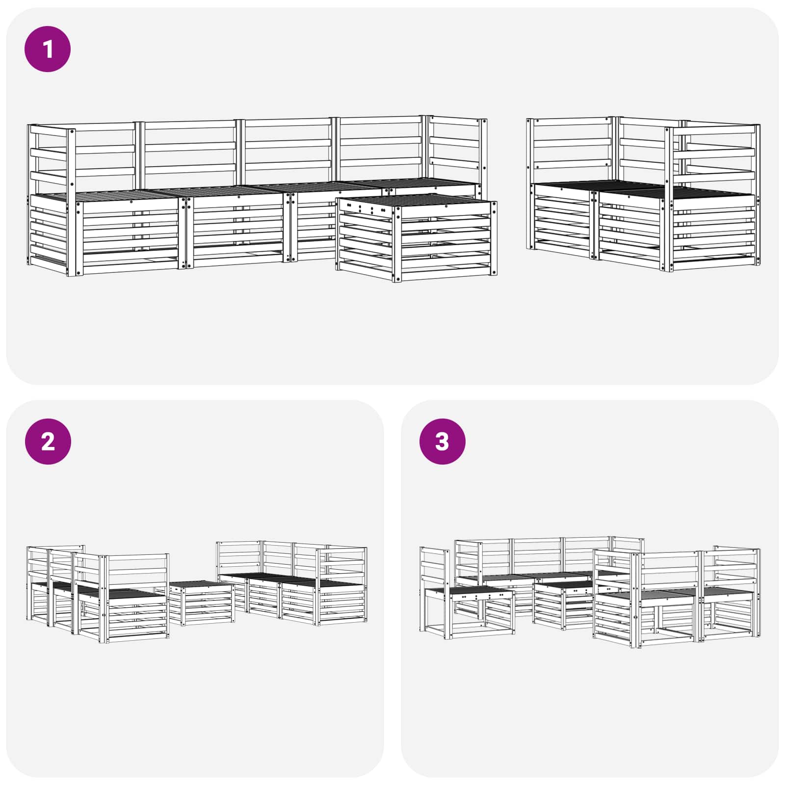 Conjunto de sofás de exterior 7 pcs Blanco