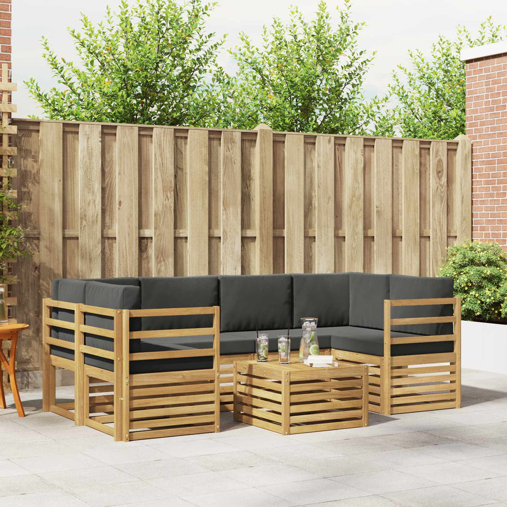 Conjunto de sofás de exterior 7 pcs Blanco y Antracita