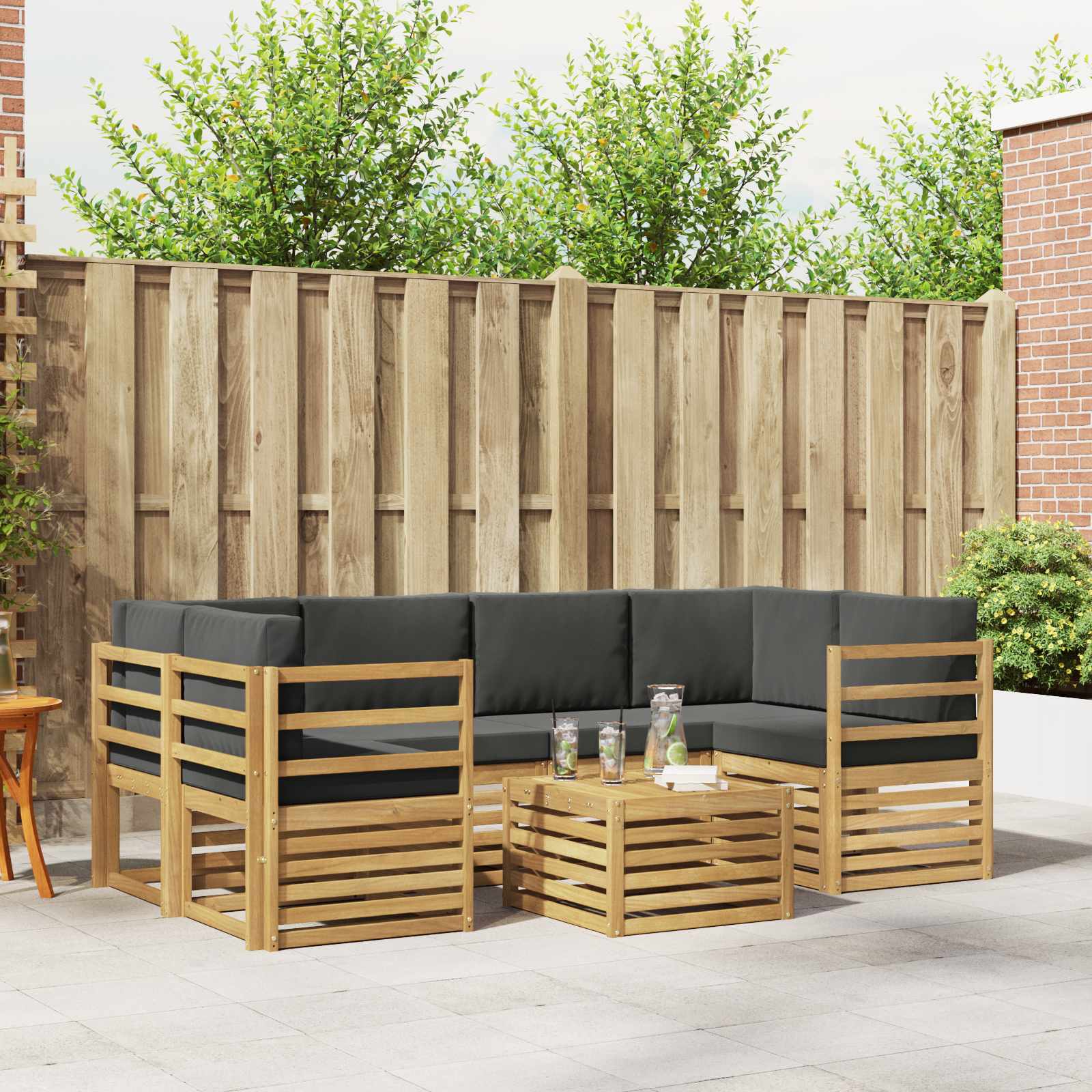 Conjunto de sofás de exterior 7 pcs Blanco y Antracita