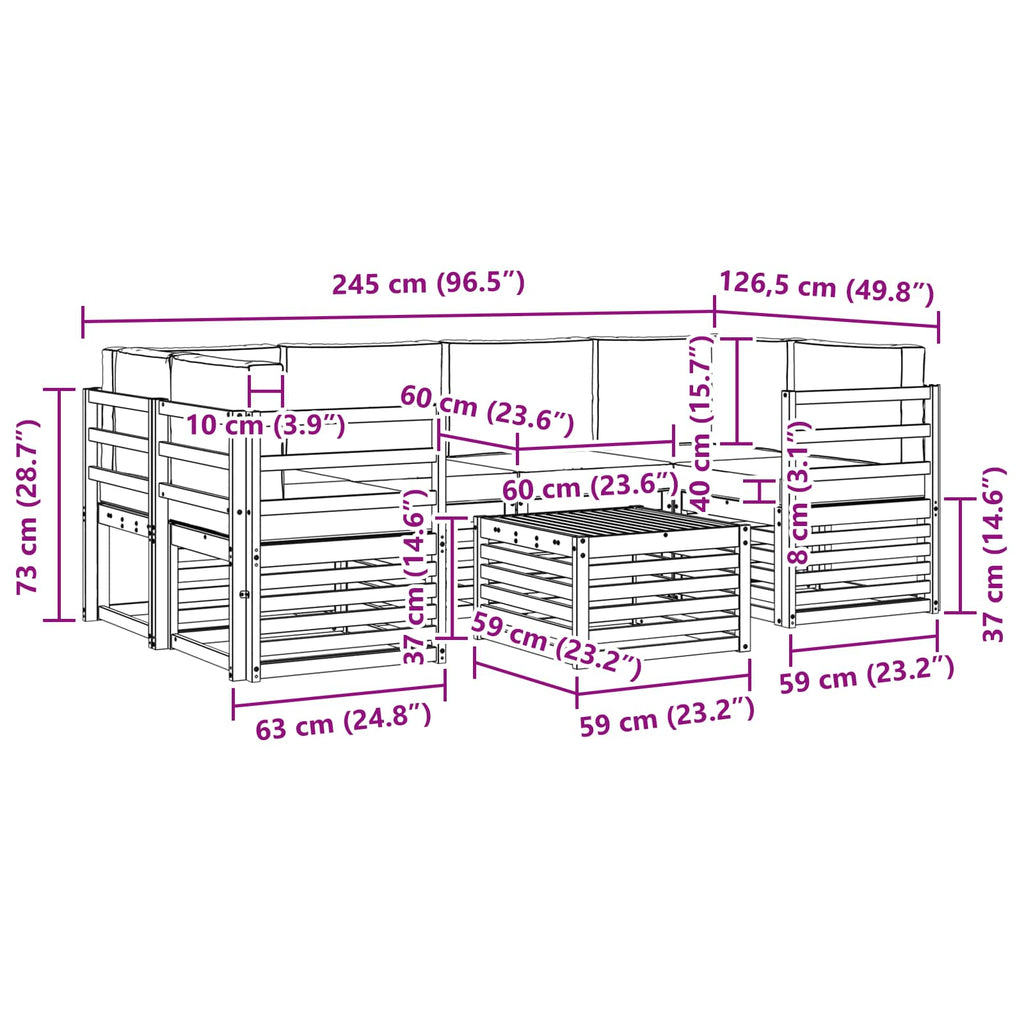 Conjunto de sofás de exterior 7 pcs Blanco y Antracita