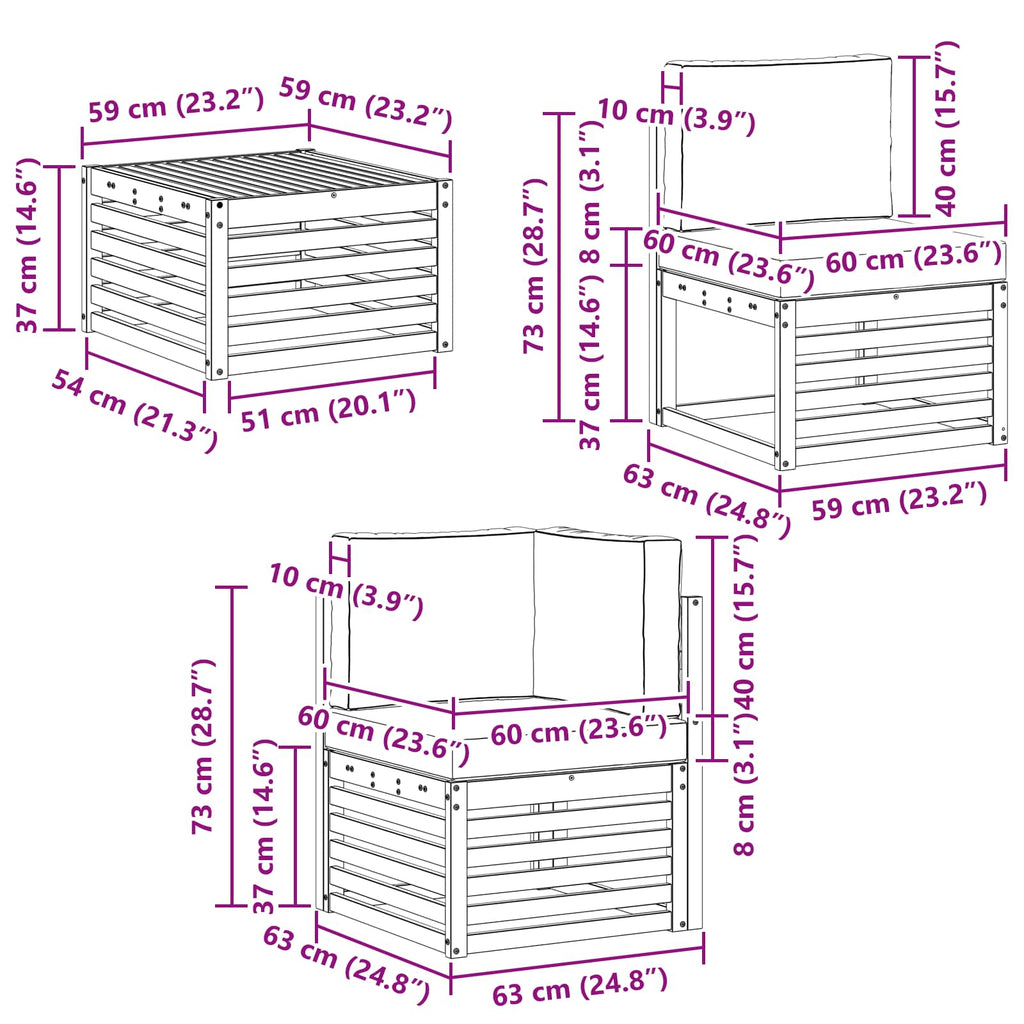 Conjunto de sofás de exterior 8 pcs Blanco y Antracita