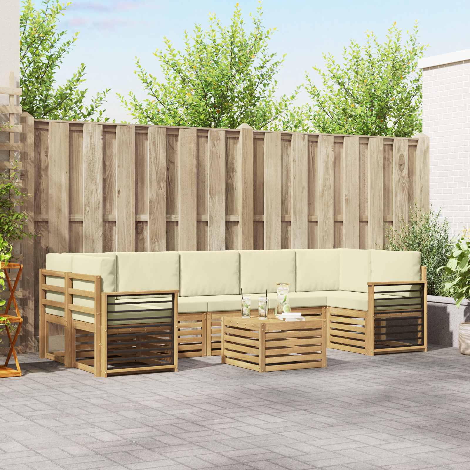 Conjunto de sofás de exterior 8 pcs Blanco y Antracita