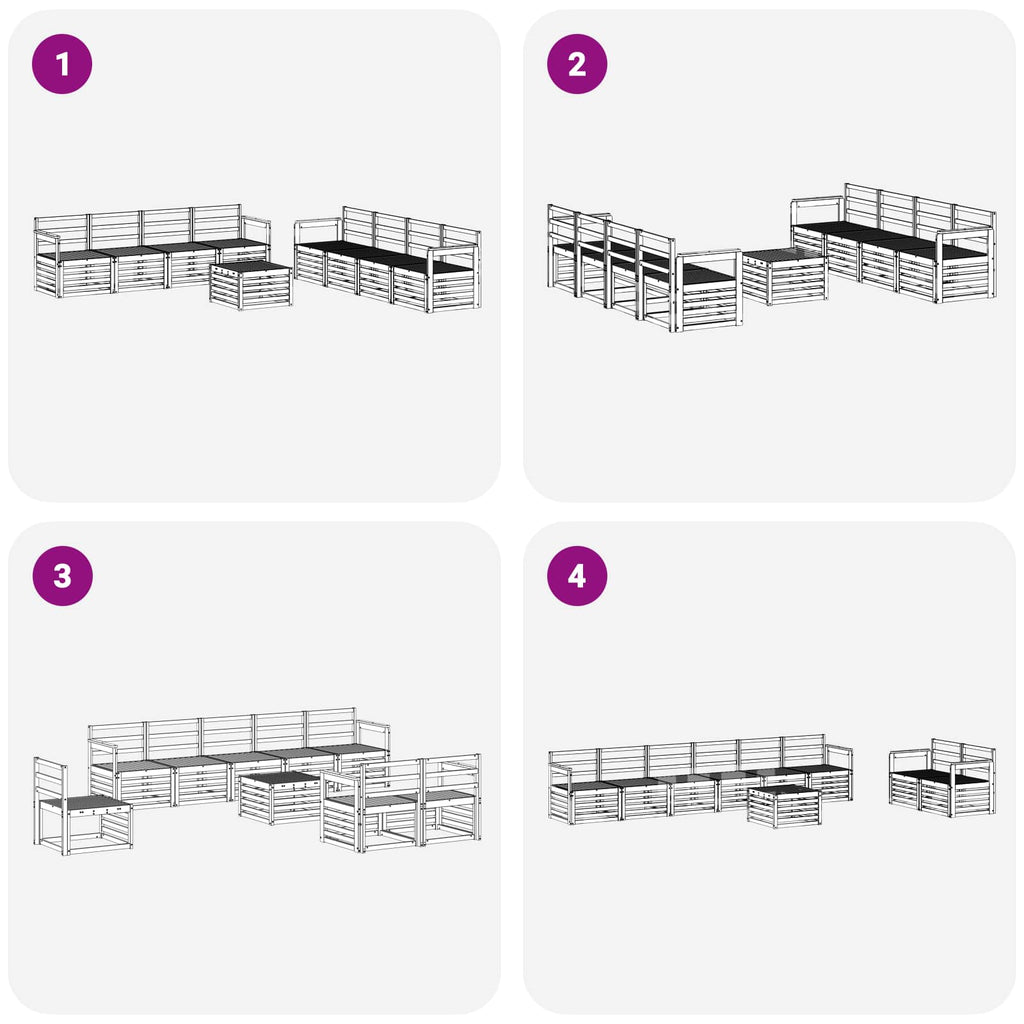 Conjunto de sofás de exterior 9 pcs Blanco 59 x 59 x 37 cm