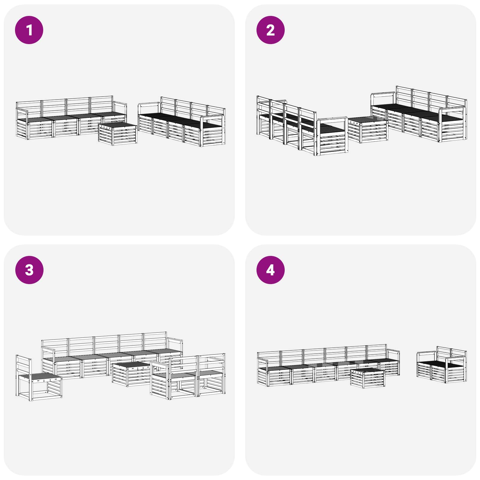 Conjunto de sofás de exterior 9 pcs Blanco 59 x 59 x 37 cm