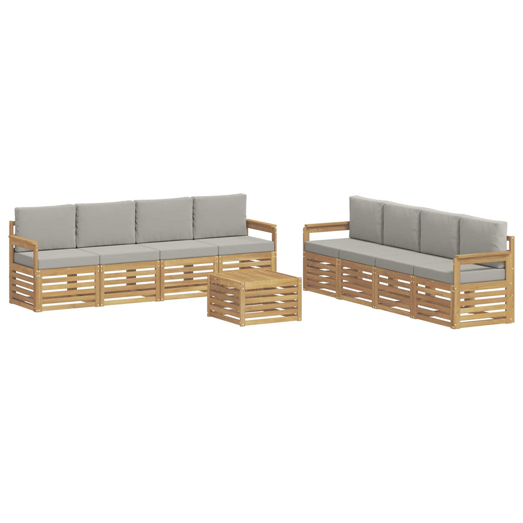 Conjunto de sofás de exterior 9 pcs Blanco y Gris Claro