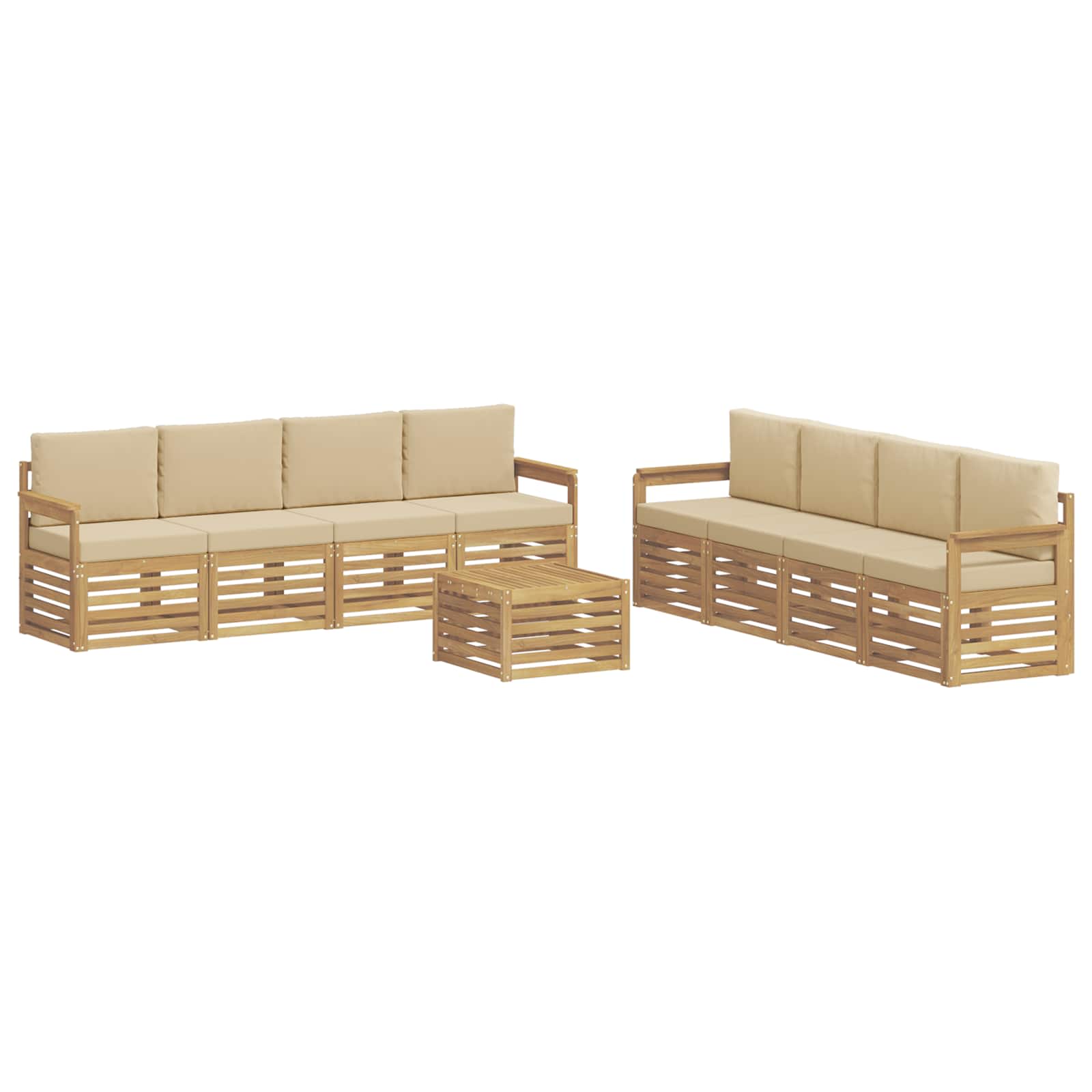 Conjunto de sofás de exterior 9 pcs y Beige 59 x 59 x 37 cm