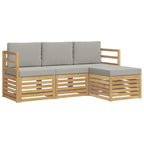 Conjunto de sofás de exterior 4 pcs Blanco y Gris Claro