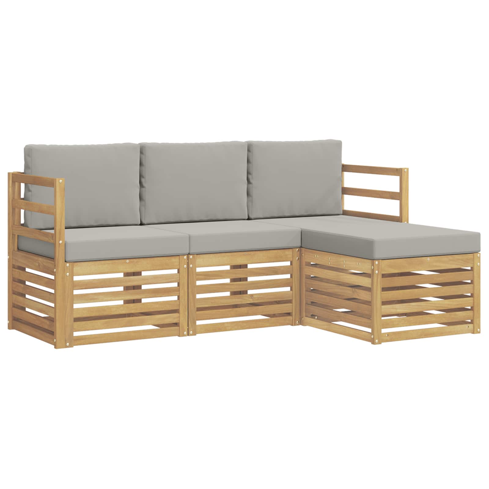 Conjunto de sofás de exterior 4 pcs Blanco y Gris Claro
