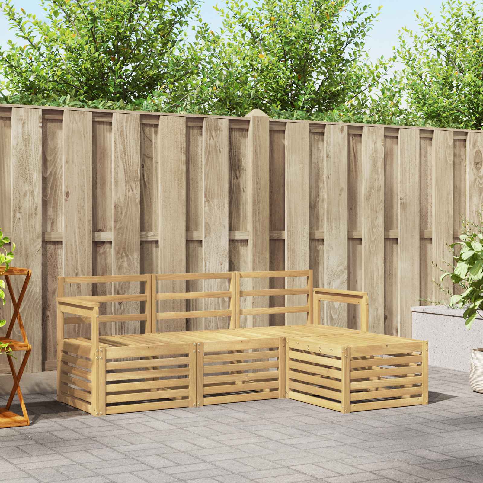 Conjunto de sofás de exterior 4 pcs Blanco