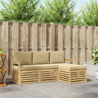 Conjunto de sofás de exterior 4 pcs Natural y Gris Claro