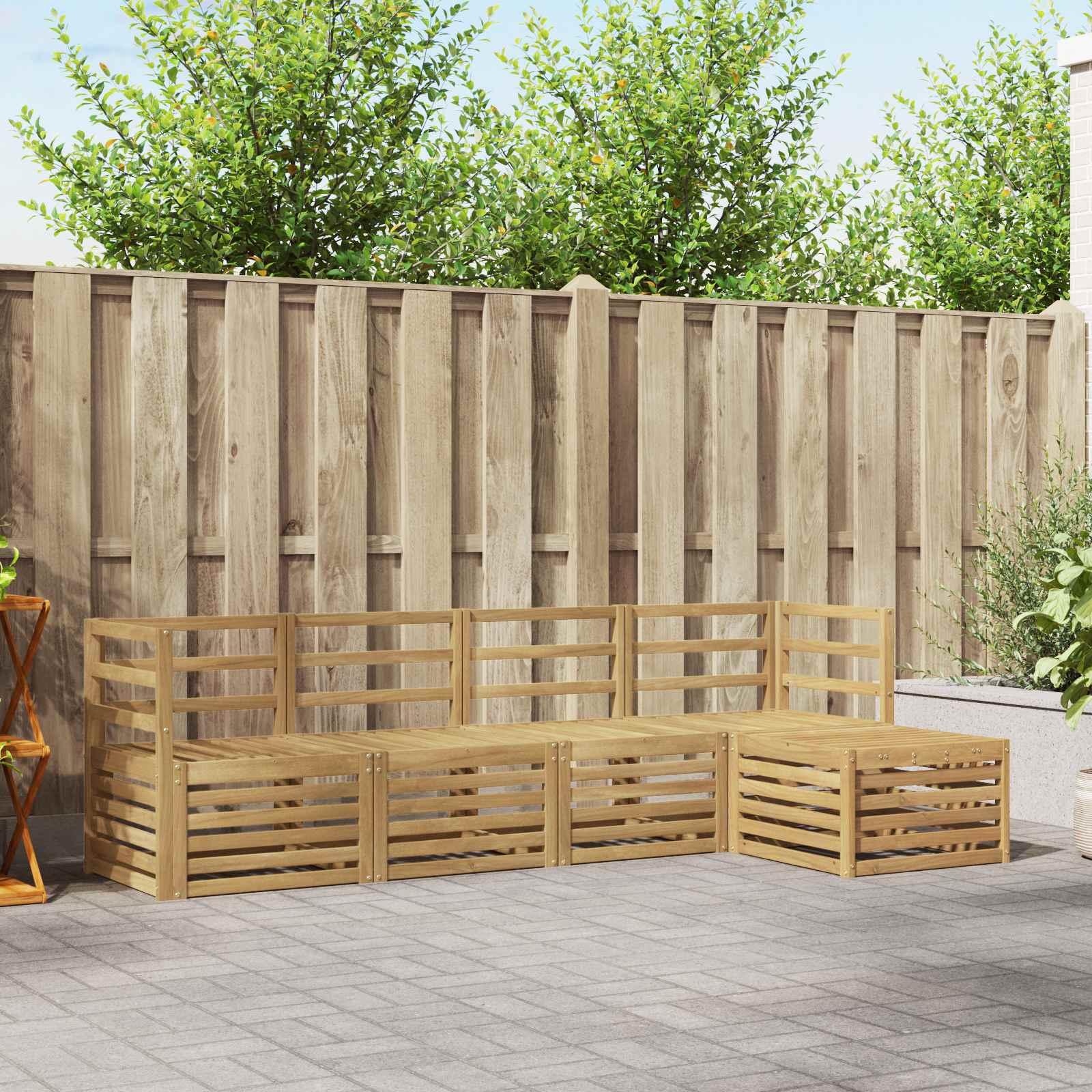 Conjunto de sofás de exterior 5 pcs Blanco