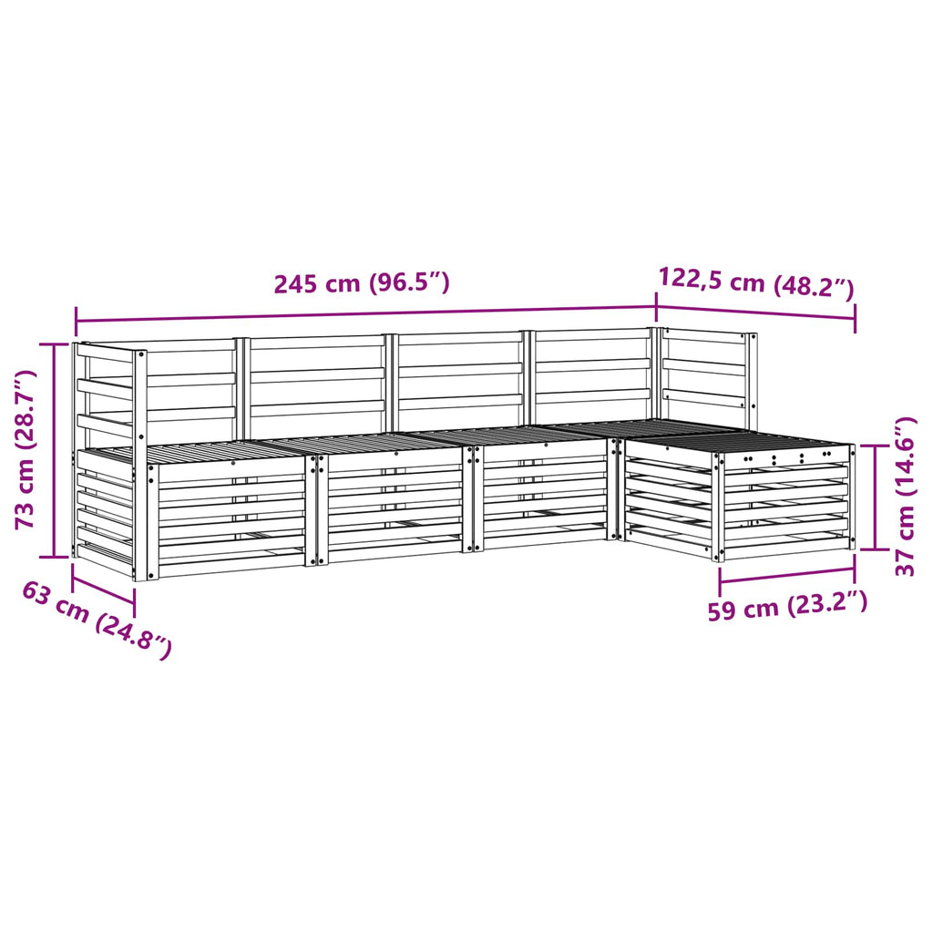 Conjunto de sofás de exterior 5 pcs Blanco