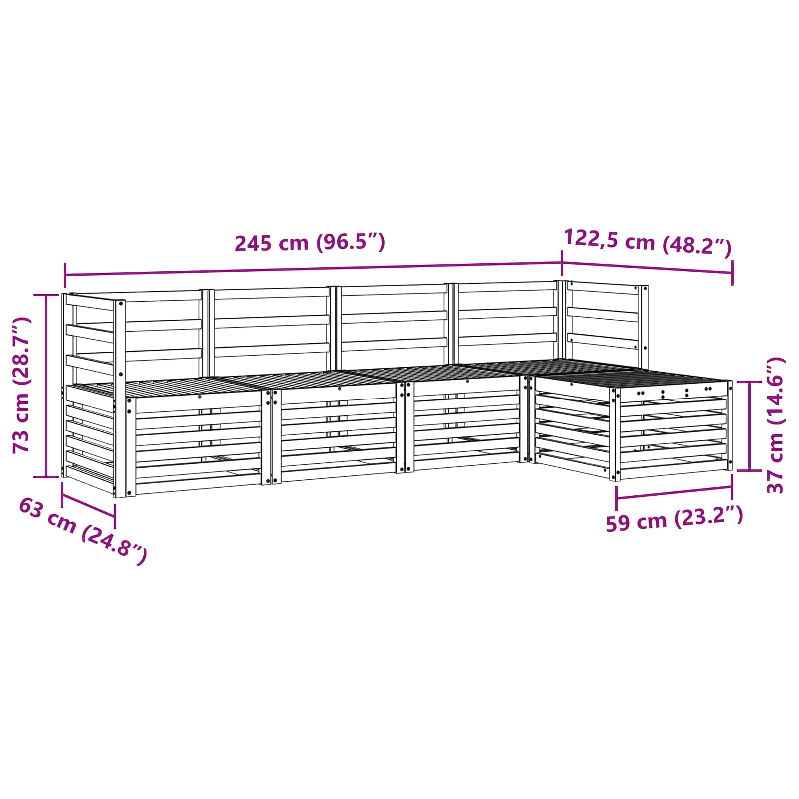 Conjunto de sofás de exterior 5 pcs Blanco