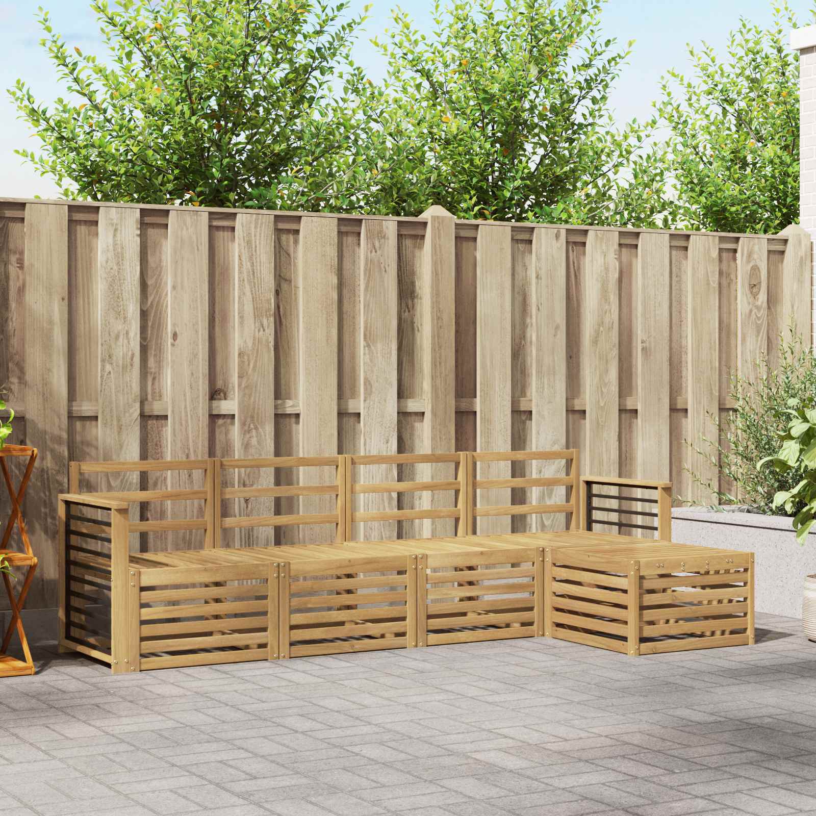 Conjunto de sofás de exterior 5 pcs Blanco