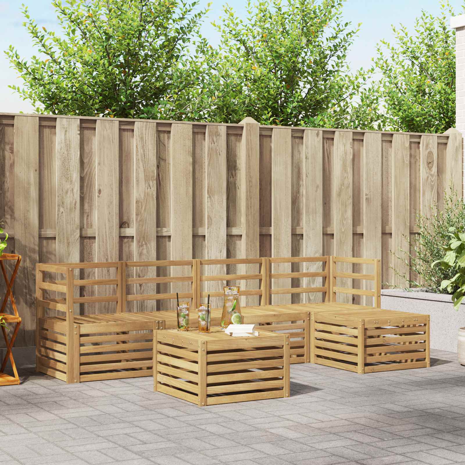 Conjunto de sofás de exterior 6 pcs Blanco