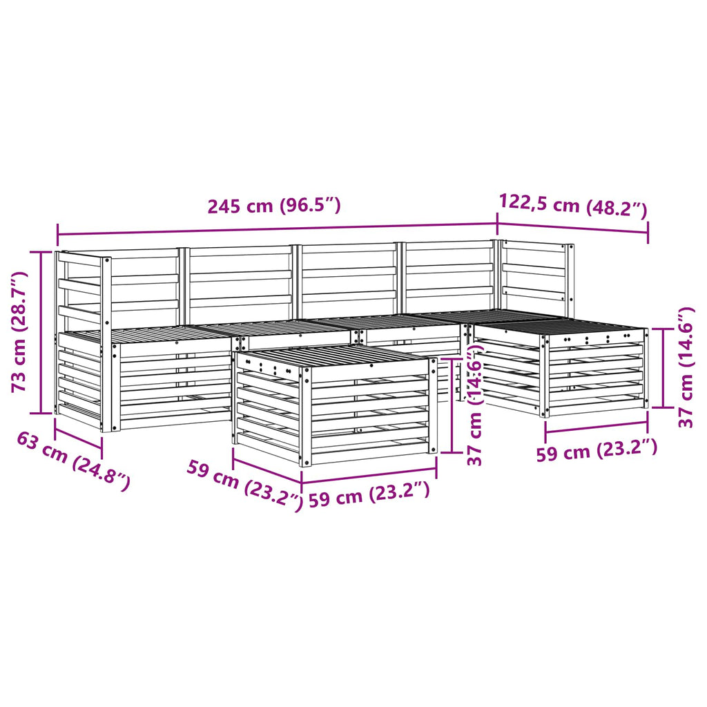 Conjunto de sofás de exterior 6 pcs Blanco