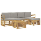 Conjunto de sofás de exterior 6 pcs Blanco y Gris Claro