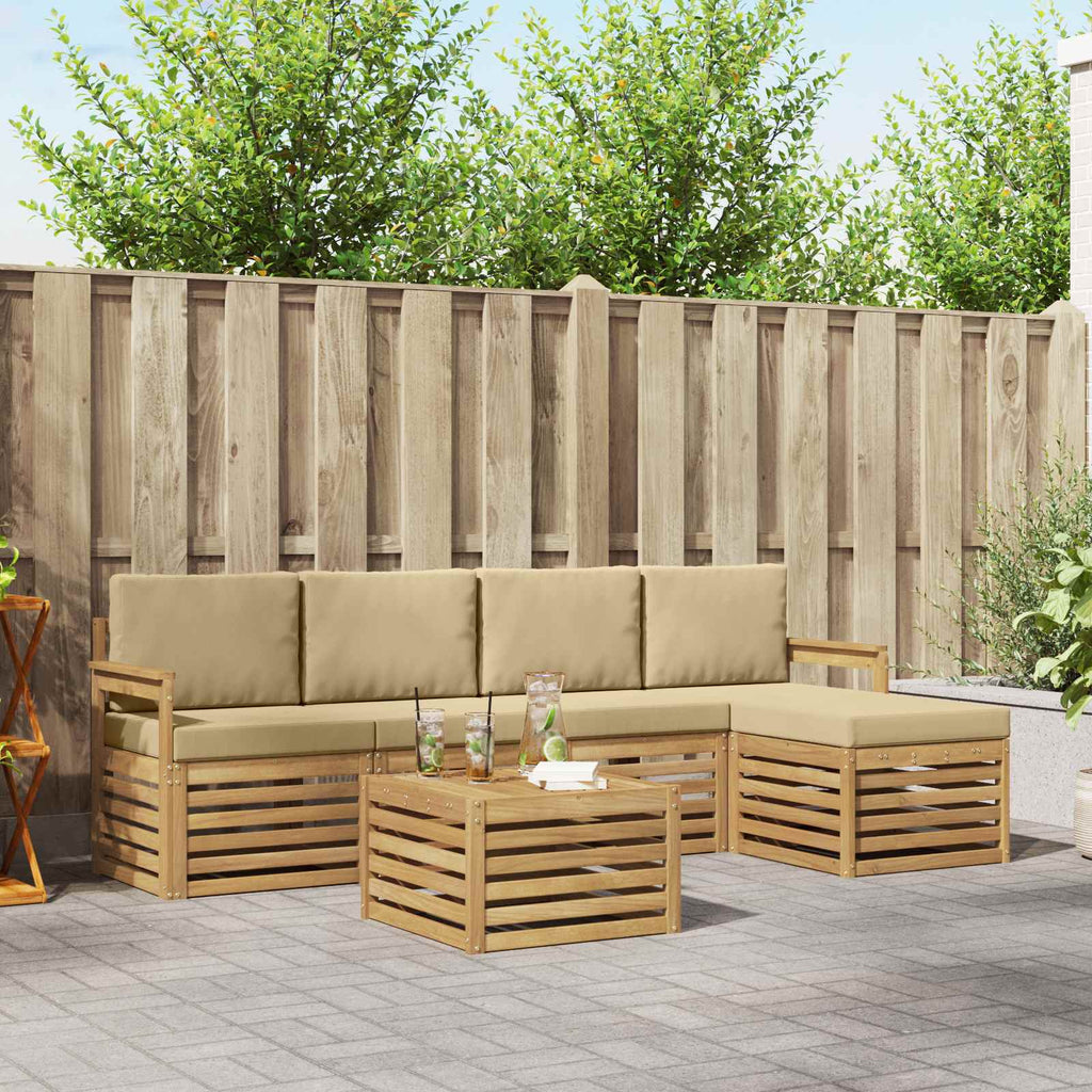 Conjunto de sofás de exterior 6 pcs y Beige 59 x 59 x 37 cm