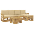 Conjunto de sofás de exterior 6 pcs y Beige 59 x 59 x 37 cm