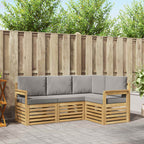 Conjunto de sofás de exterior 4 pcs Blanco y Gris Claro