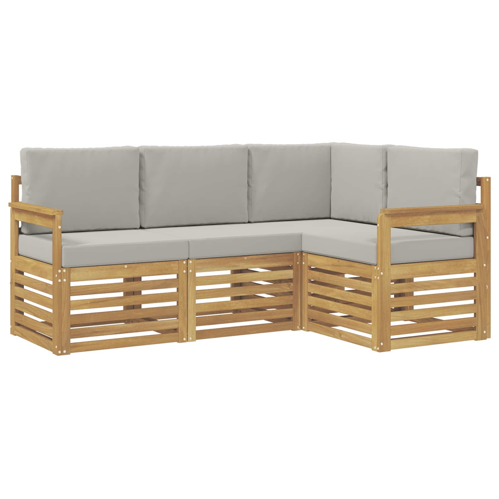 Conjunto de sofás de exterior 4 pcs Blanco y Gris Claro