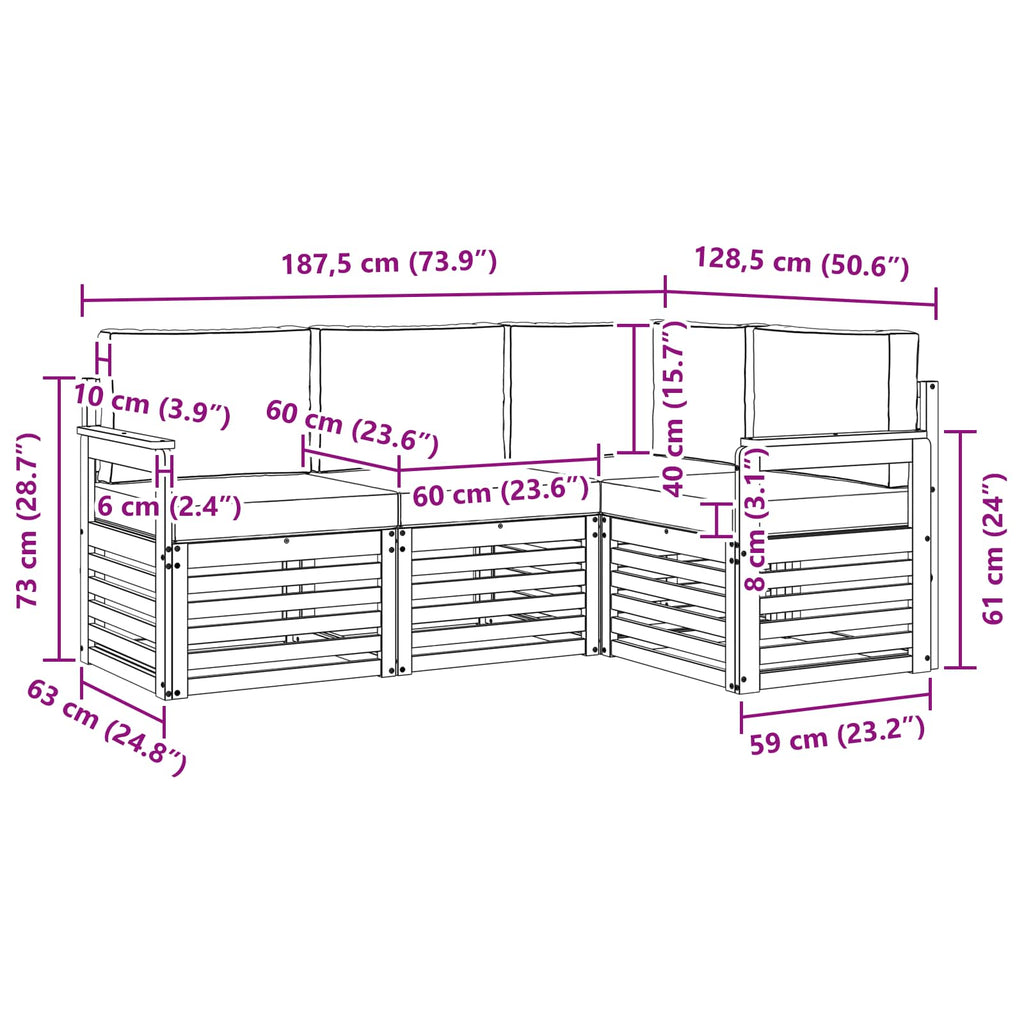 Conjunto de sofás de exterior 4 pcs y Beige