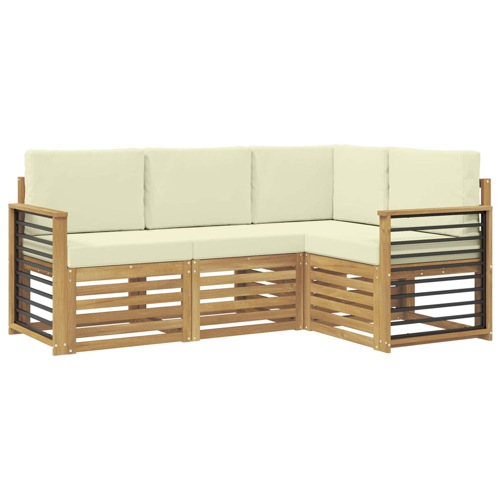 Juegos de sofás con cojín 4 pcs Blanco y Crema Poliéster