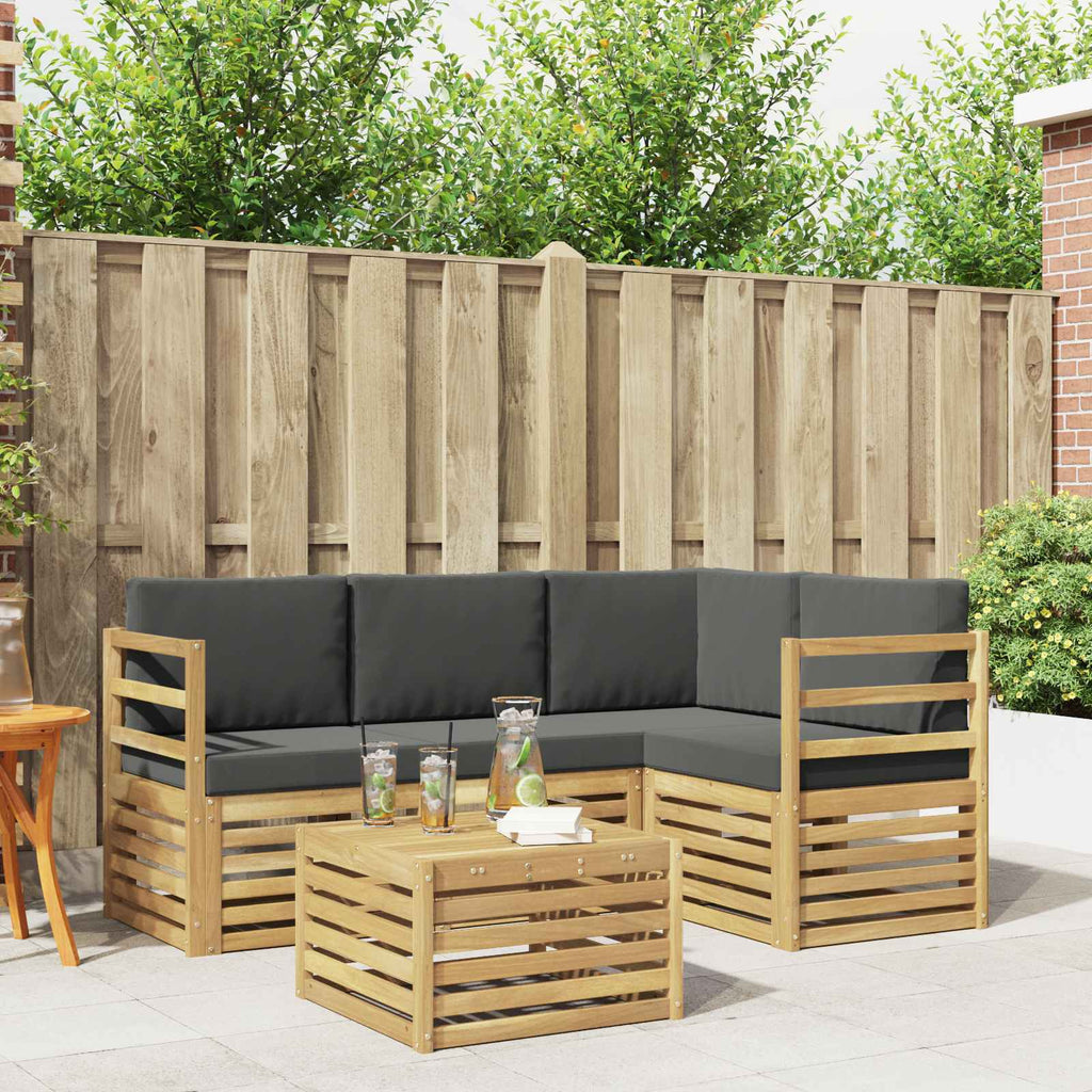 Conjunto de sofás de exterior 5 pcs Blanco y Antracita