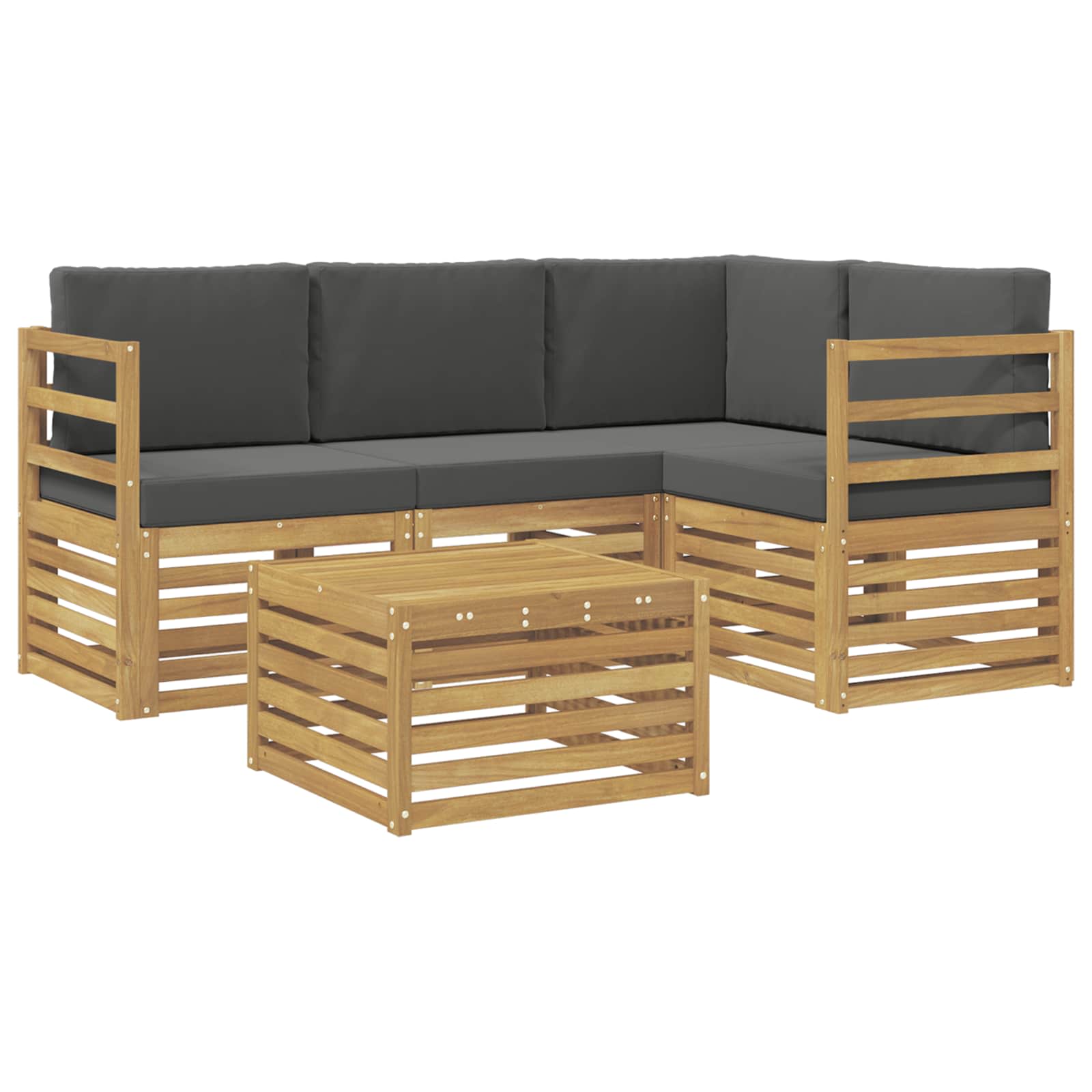Conjunto de sofás de exterior 5 pcs Blanco y Antracita