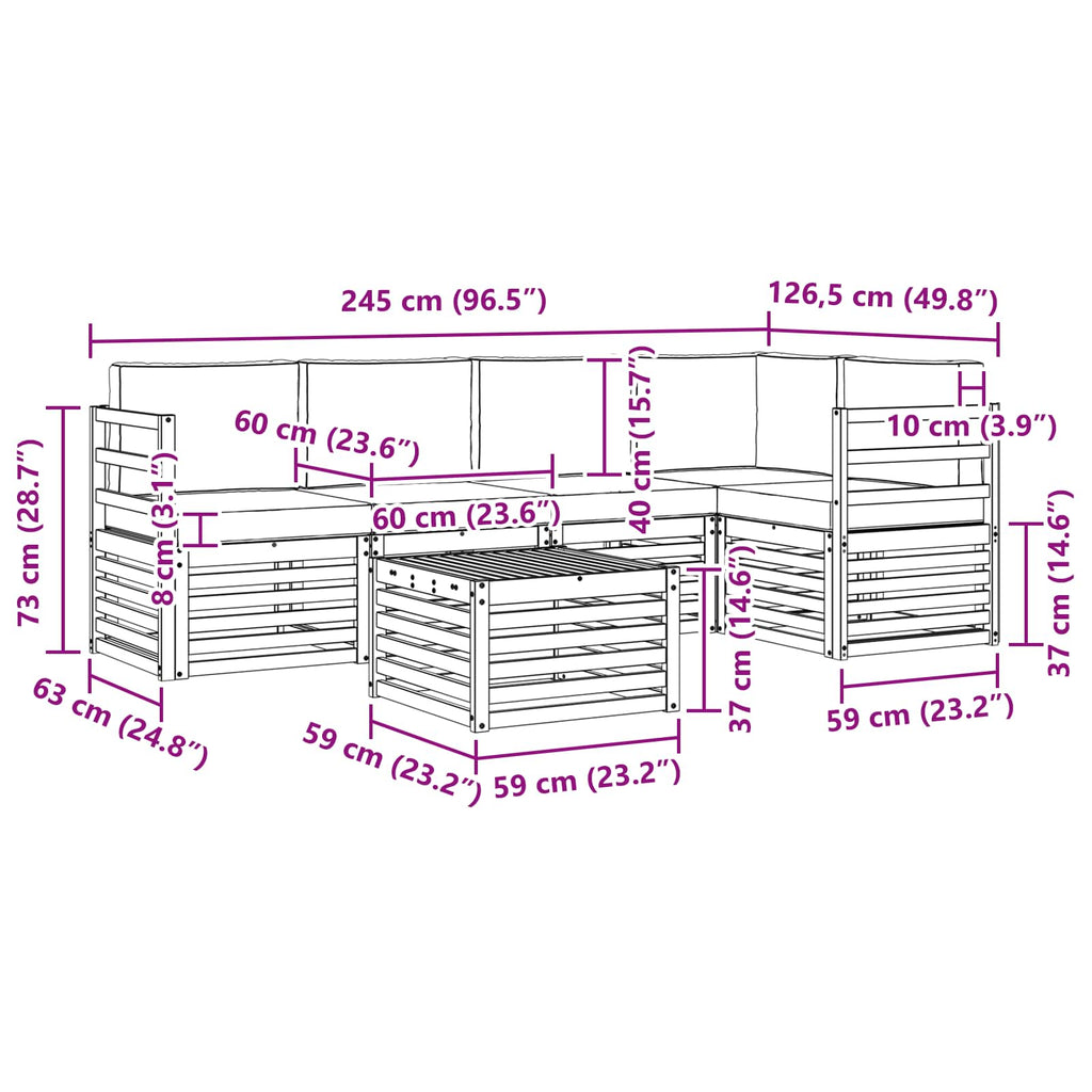 Conjunto de sofás de exterior 6 pcs Blanco y Antracita