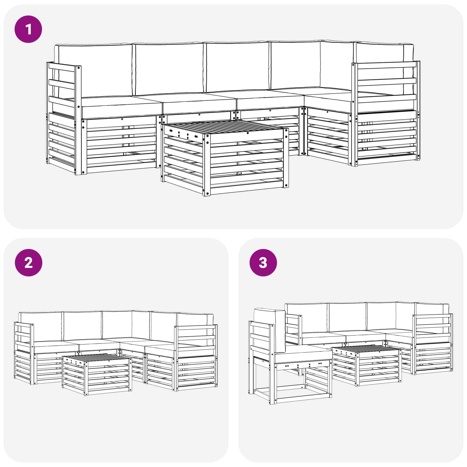 Conjunto de sofás de exterior 6 pcs Blanco y Antracita