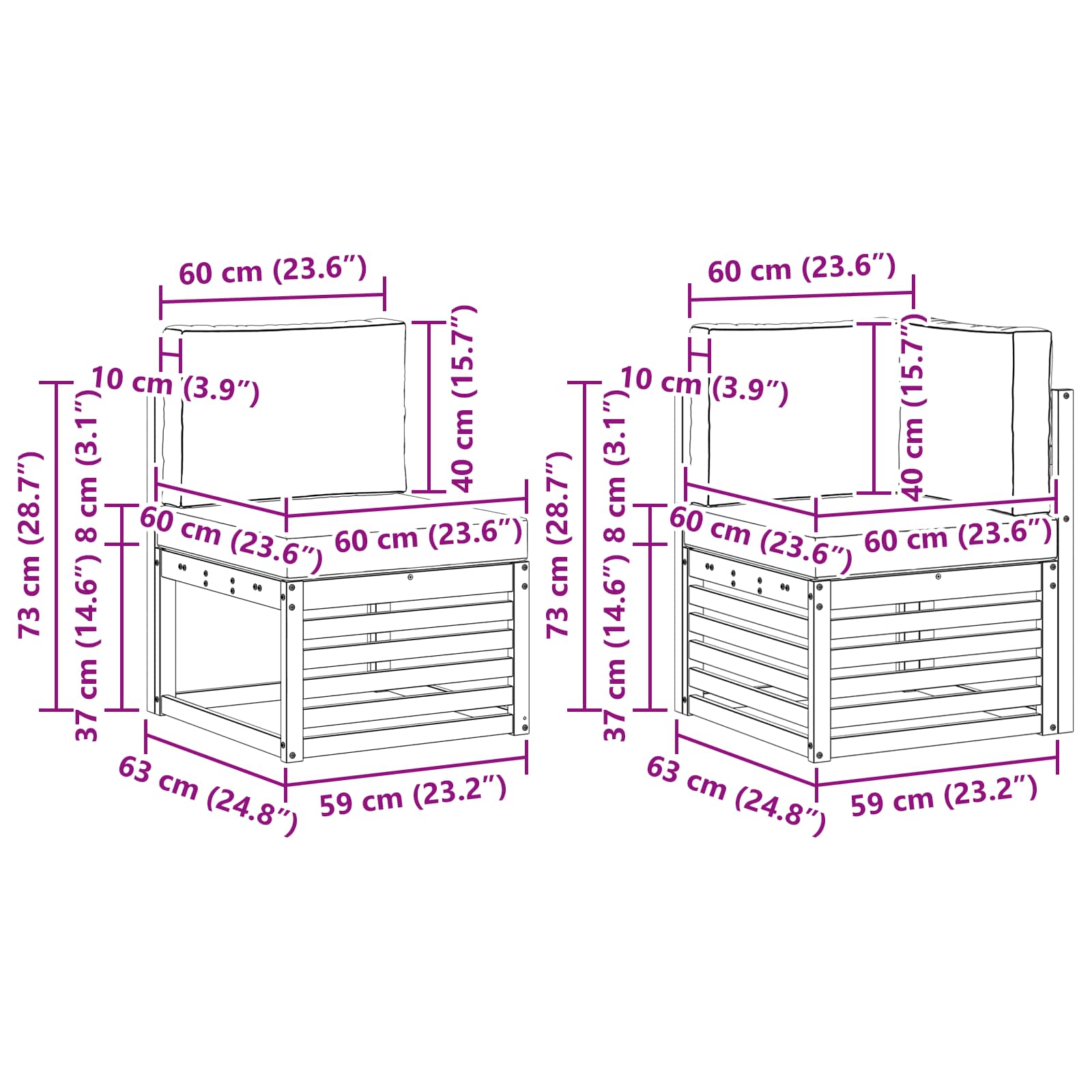 Conjunto de sofás de exterior 6 pcs Blanco y Antracita