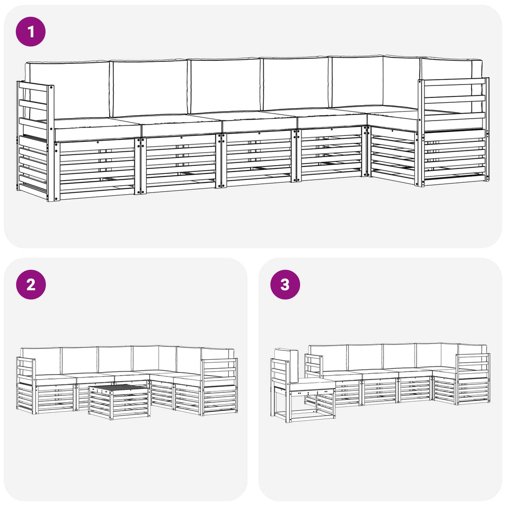 Conjunto de sofás de exterior 6 pcs Blanco y Antracita