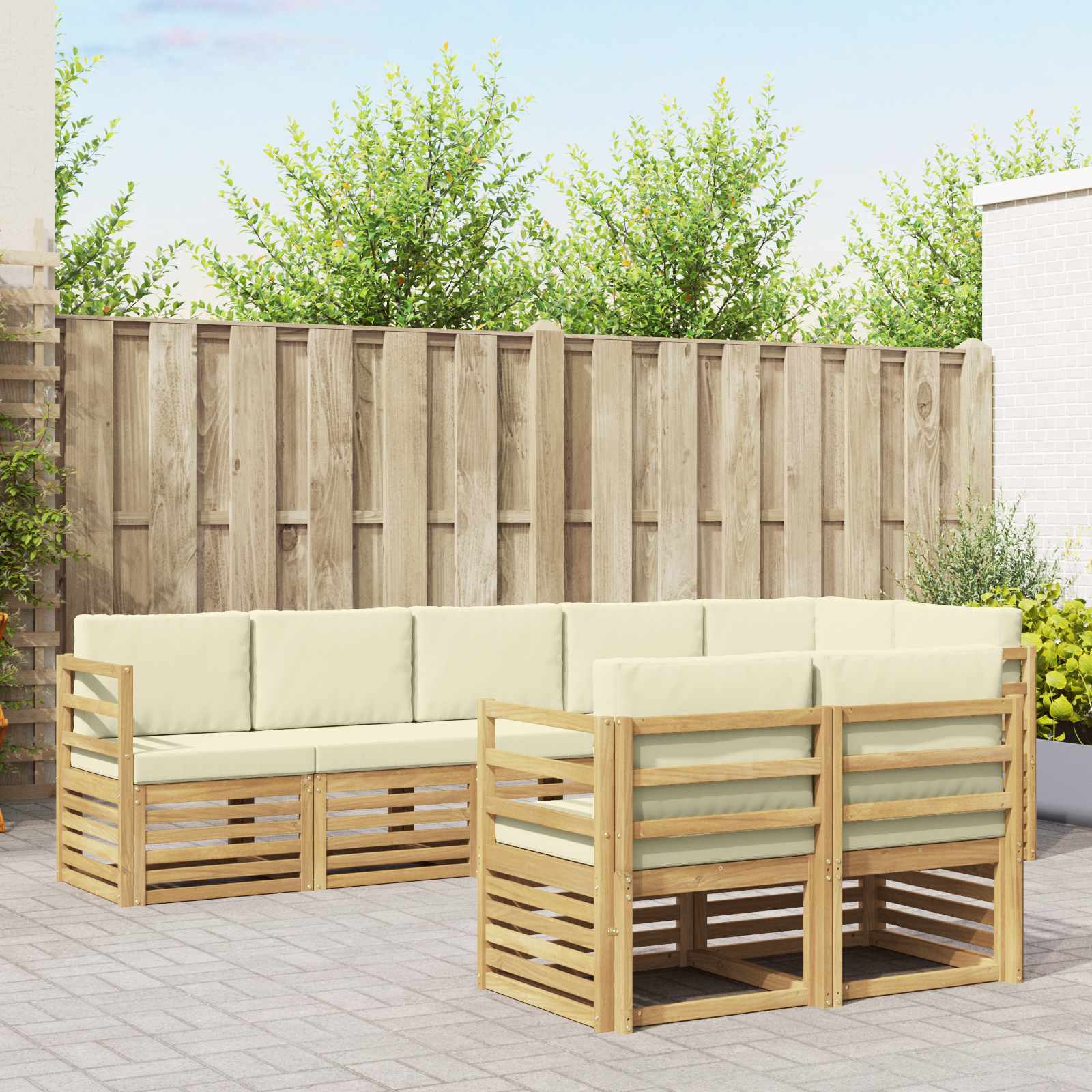 Juegos de sofás 6 pcs Natural Madera de Acacia Sólida