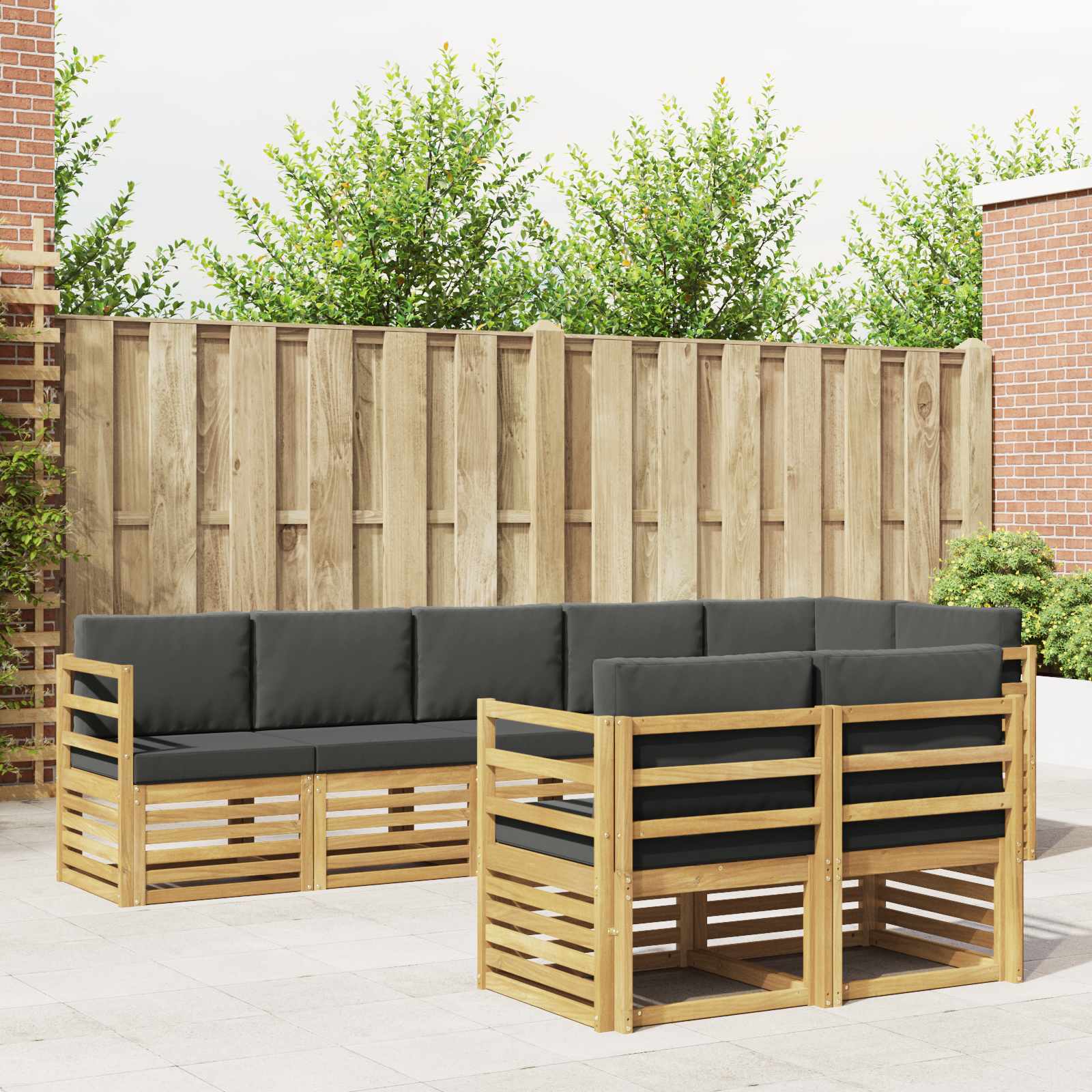 Conjunto de sofás de exterior 8 pcs Blanco y Antracita