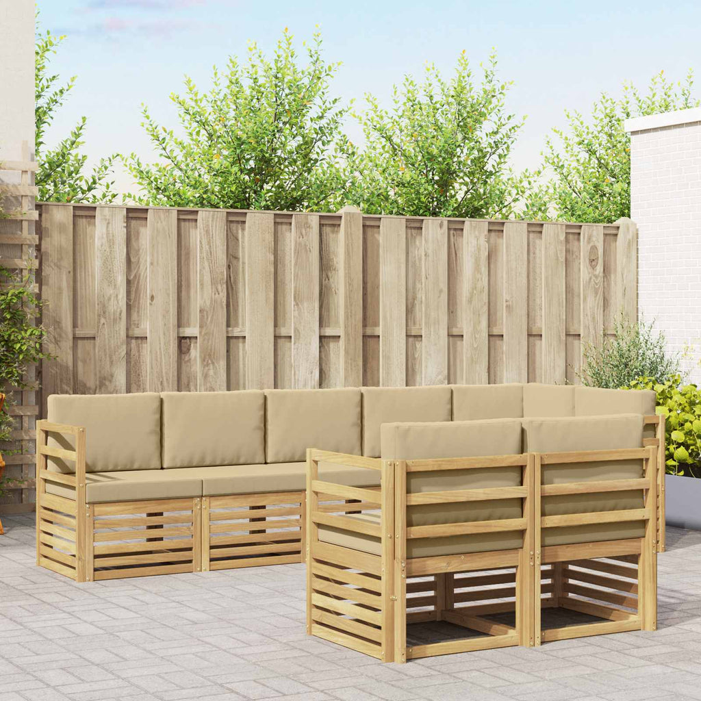 Conjunto de sofás de exterior 8 pcs y Beige 304 x 126,5 x 73 cm
