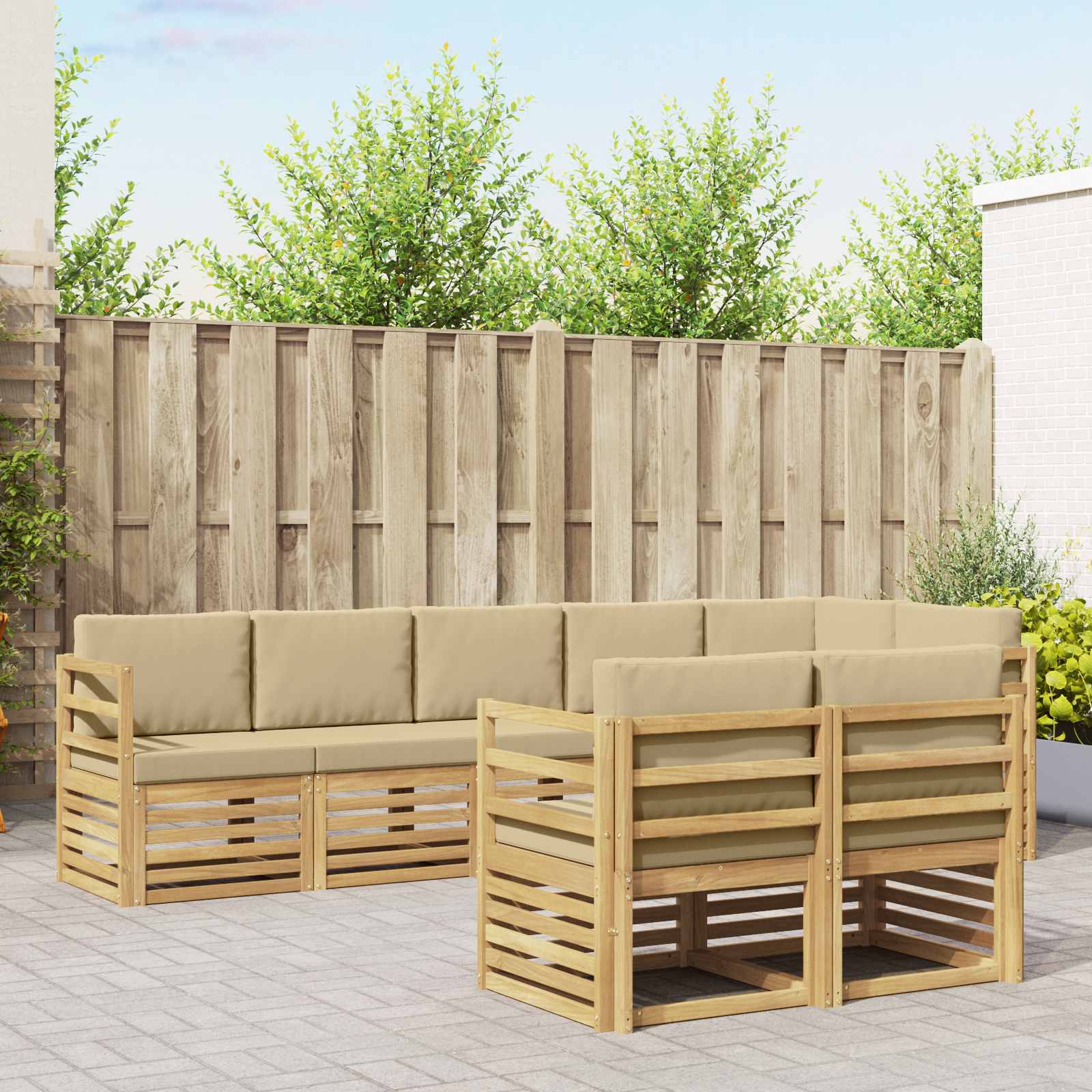 Conjunto de sofás de exterior 8 pcs y Beige 304 x 126,5 x 73 cm
