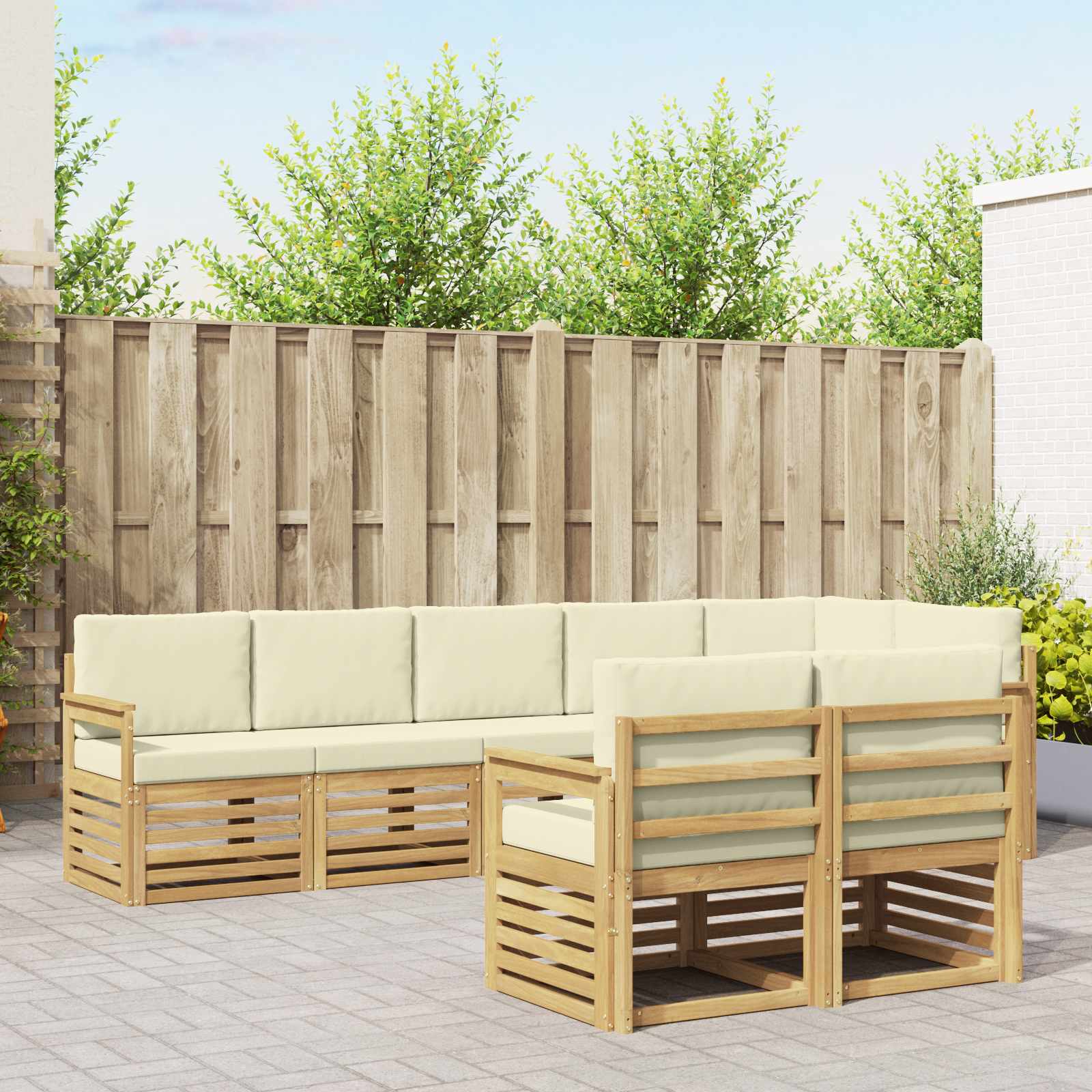 Conjunto de sofás de exterior 8 pcs Blanco y Crema