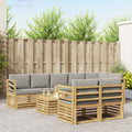 Conjunto de sofás de exterior 9 pcs Blanco y Gris Claro