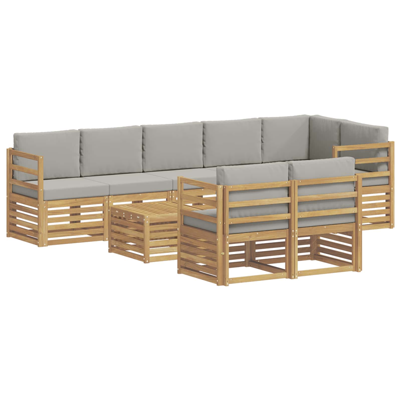 Conjunto de sofás de exterior 9 pcs Blanco y Gris Claro