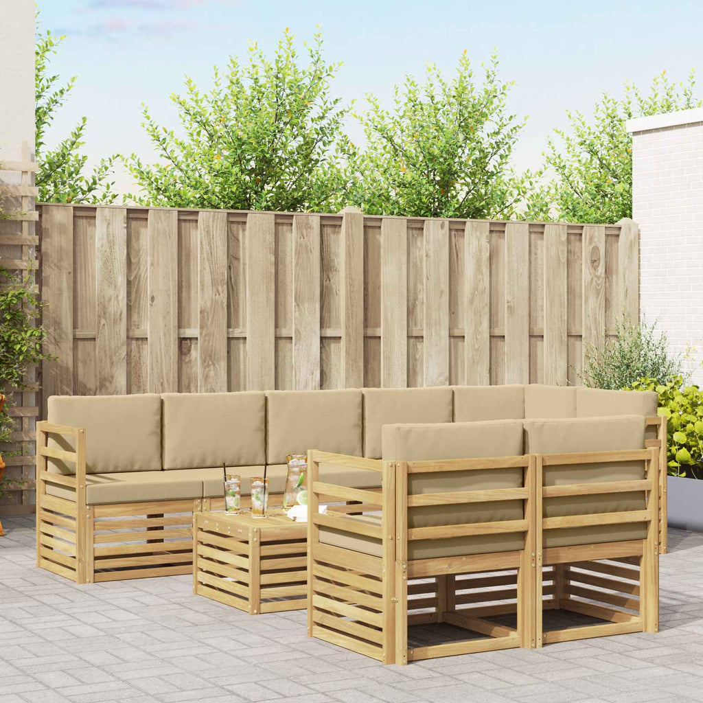 Conjunto de sofás de exterior 9 pcs y Beige 59 x 59 x 37 cm