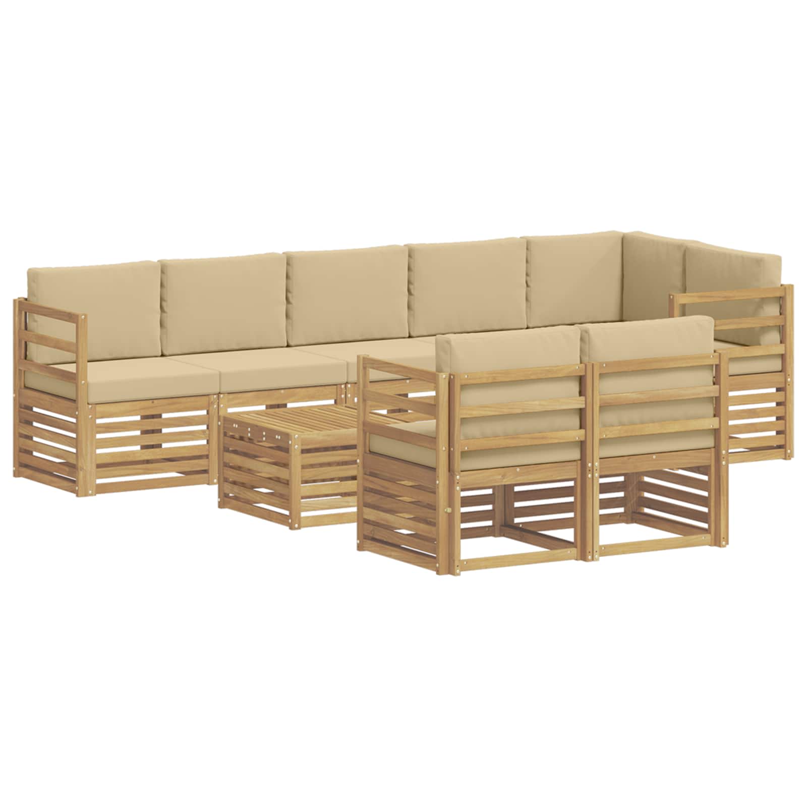 Conjunto de sofás de exterior 9 pcs y Beige 59 x 59 x 37 cm