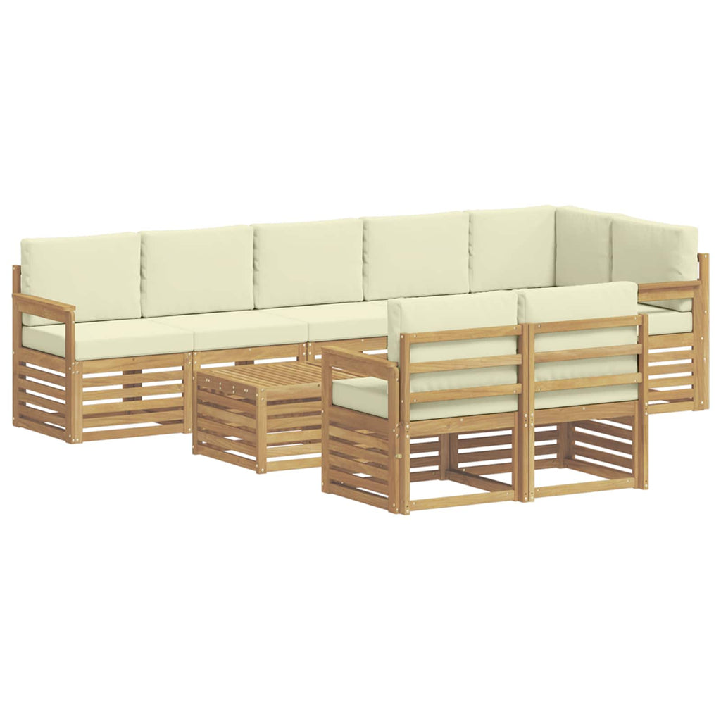 Conjunto de sofás de exterior 8 pcs Blanco y Crema